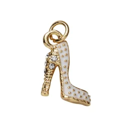 Panduro Jewellery Guldfärgat hänge charm klacksko med vit färg 11×15×4 mm
