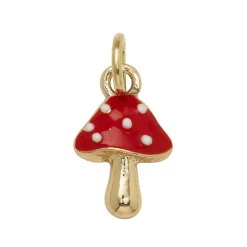Panduro Jewellery Guldfärgat hänge charm med prickig röd svamp 10×12×4 mm | Metallhängen