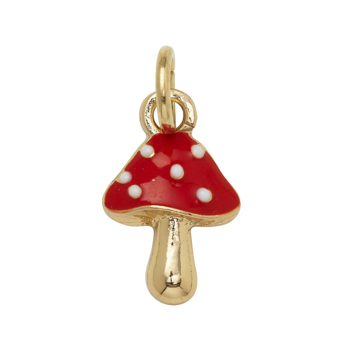 Panduro Jewellery Guldfärgat hänge charm med prickig röd svamp 10×12×4 mm | Metallhängen