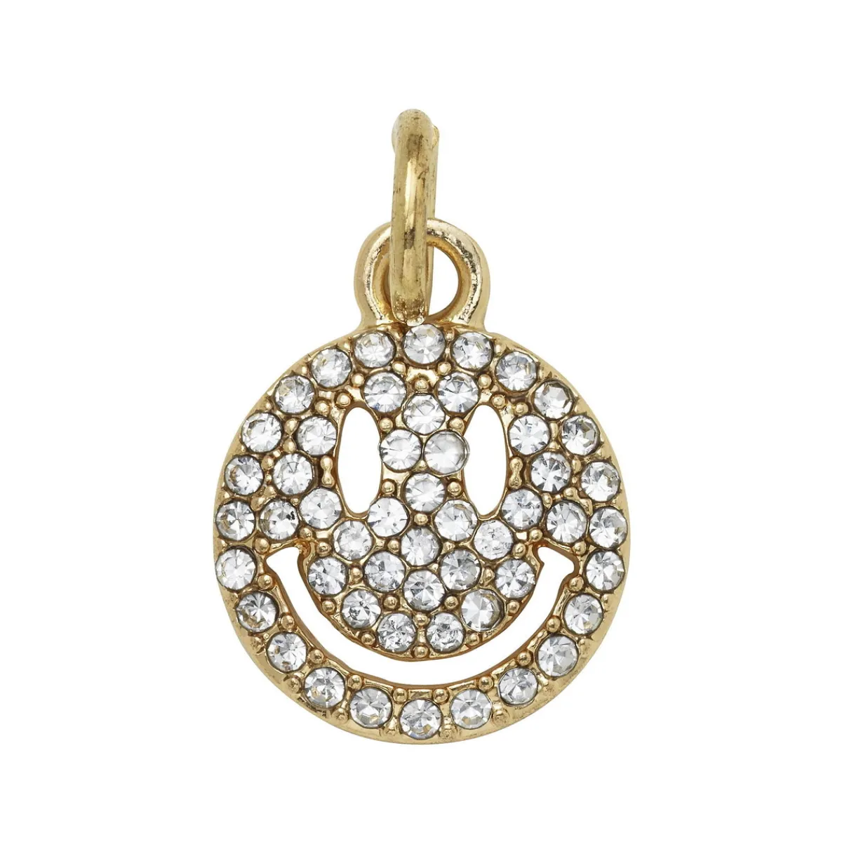 Panduro Jewellery Guldfärgat hänge charm med smiley fylld av strass Ø12 mm