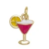 Panduro Jewellery Guldfärgat hänge charm rosa drinkglas med citron 13×20×3 mm
