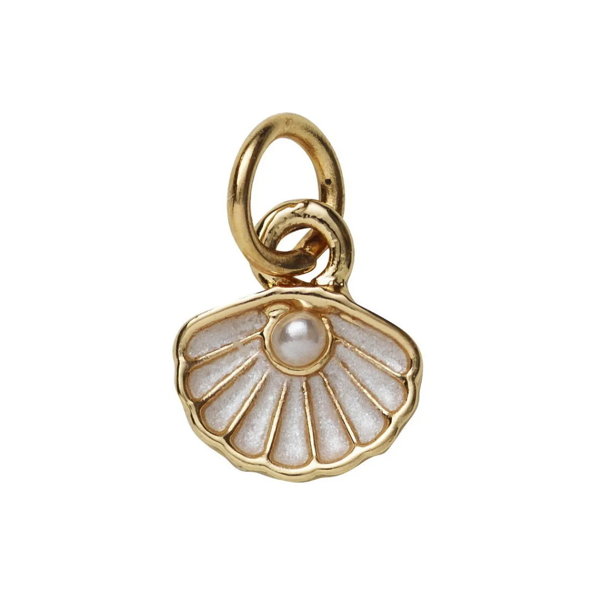 Panduro Jewellery Guldfärgat hänge charm snäcka med vita detaljer 8×6 mm