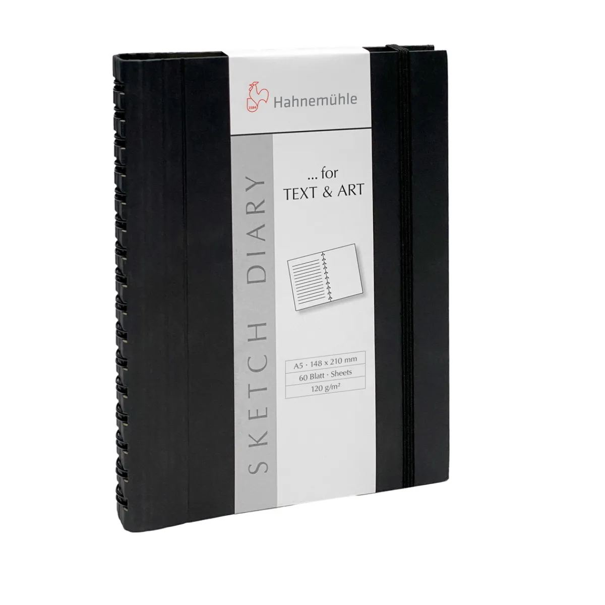 Hahnemühle Sketch Diary, spiralbunden skissdagbok, A5, 60 sidor, 120 g/m² | Skissböcker