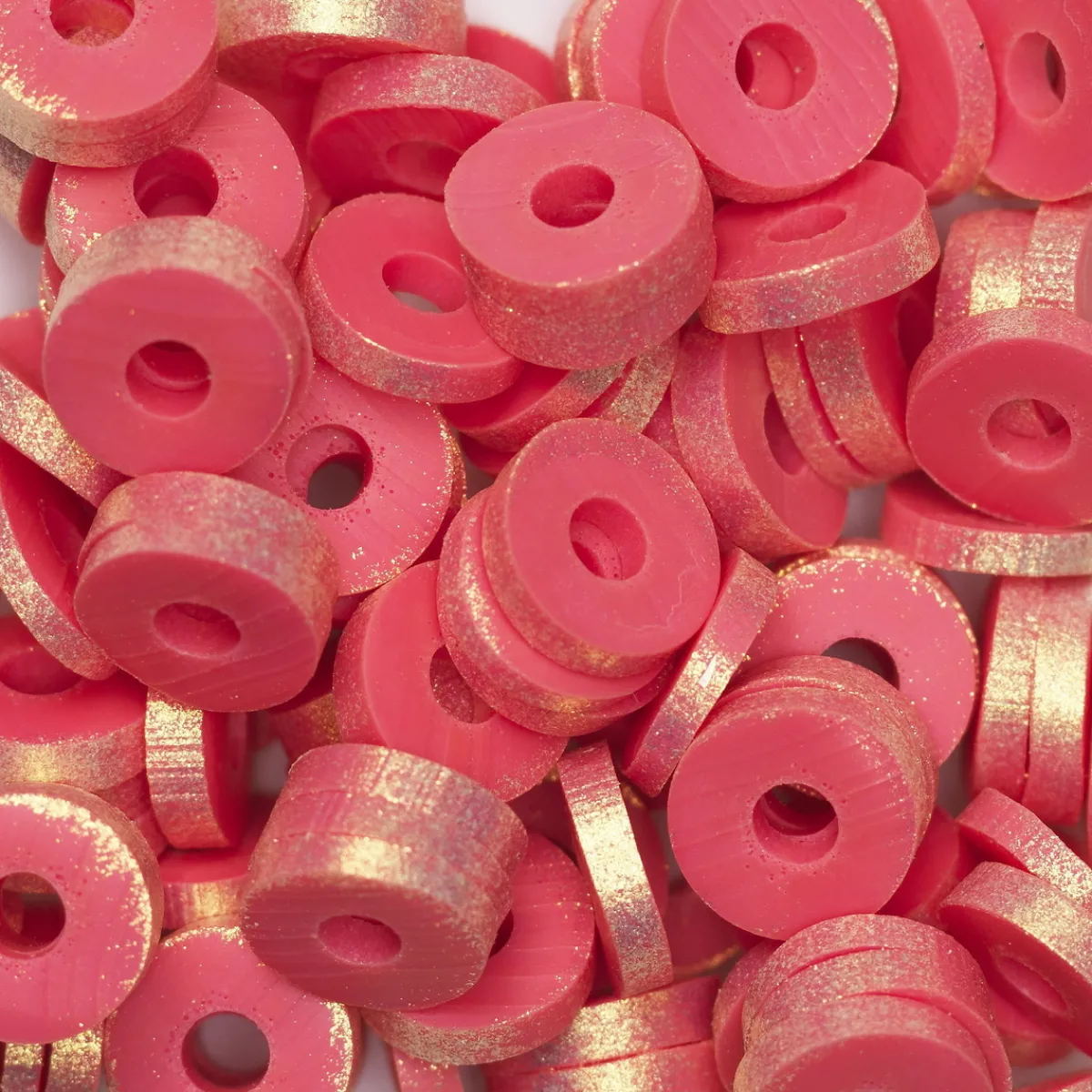 Panduro Jewellery Heishi-pärlor i rör – guldskimrande röda heishis, Ø6 mm | Pärlor Av Lera
