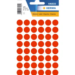 Herma Etikett starkt röd / neon-röd Ø12mm 240p | Pappersstickers