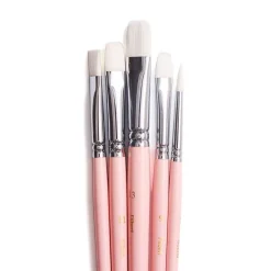 HIMI Gouache Brush 5-pack Pink Bird – 5 rosa penslar – 3 filbert, 1 rund och 1 flat | Konstnärspenslar Gouache