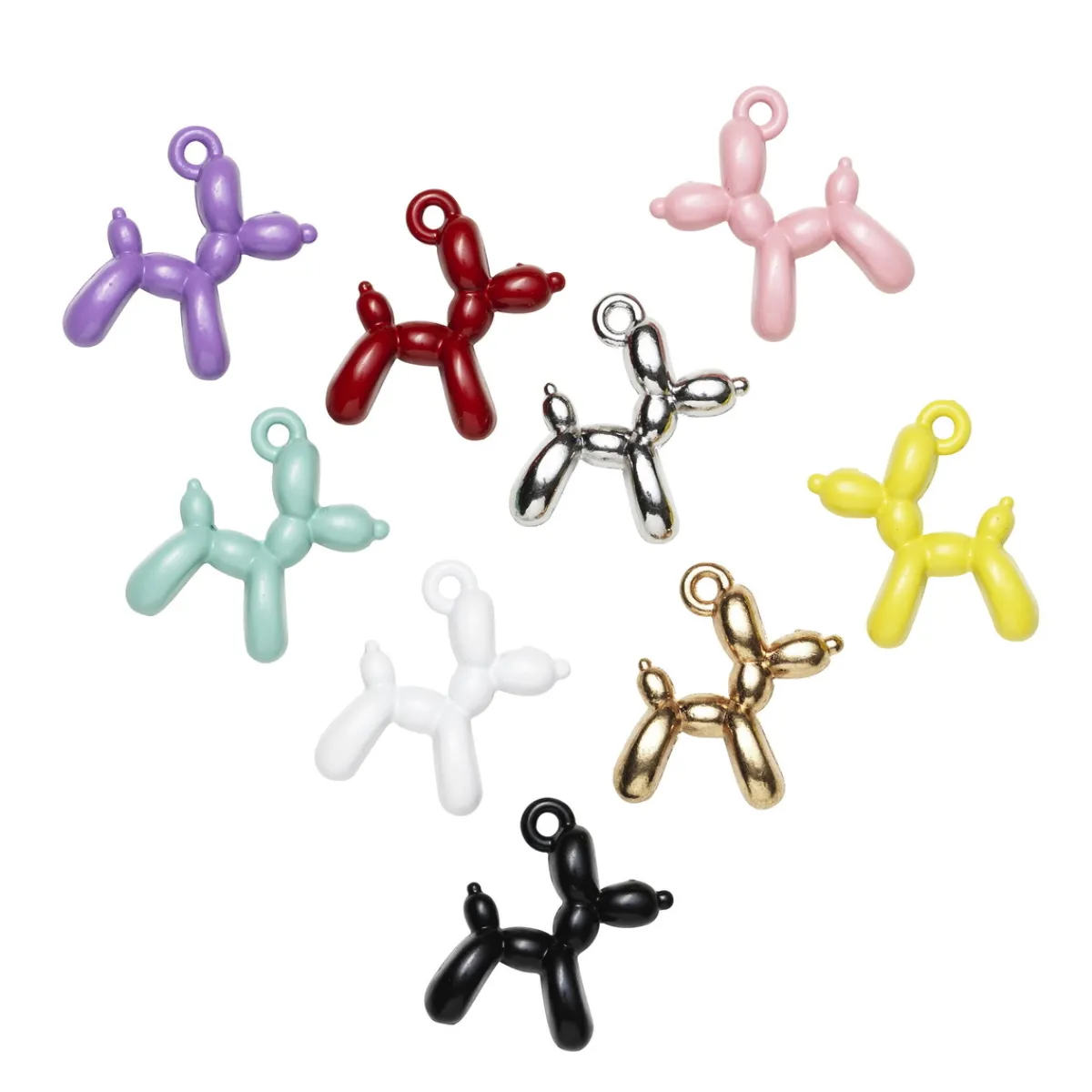 Panduro Jewellery 9 hängen / charms i form av färgglada ballonghundar