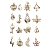 Panduro Jewellery Hängen charms i guldfärg 16 st – sol, månge, hjärta, peace-märke m.m.