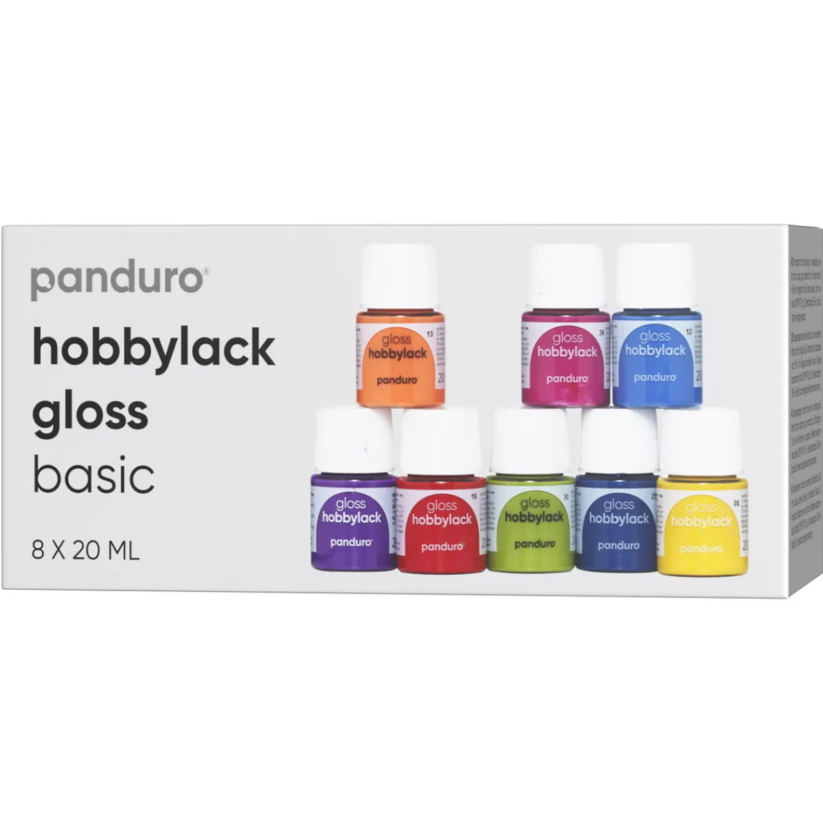 Panduro Hobbylack Hobbylack gloss 8×20 ml Basic – 8 blanka basfärger