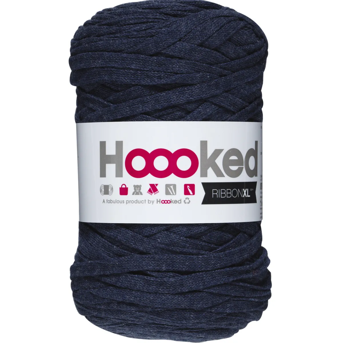 Hoooked Hooked Ribbon XL garn 250g mörk jeansblå – RXLSP8 Riverside jeans | Bomullsgarn