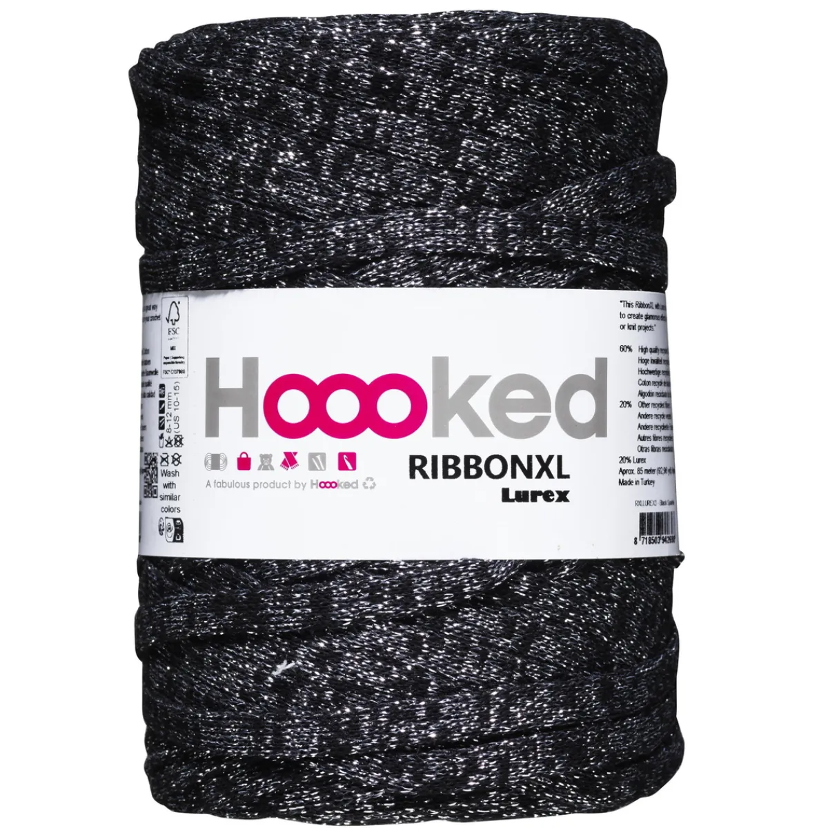 Hoooked Ribbon XL garn Lurex 250g silver – Silver Glitter