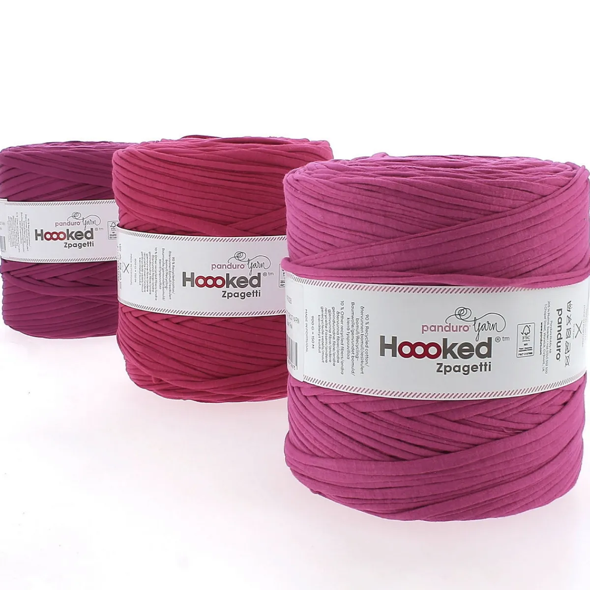 Hoooked Zpagetti Medium trikågarn 900 g cerise – Super Pink shades ZP005-04, pris per styck | Bomullsgarn