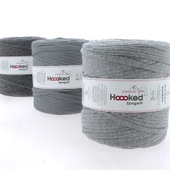 Hoooked Zpagetti Medium trikågarn 900 g grå – Grey Shades ZP005-12, pris per styck | Bomullsgarn