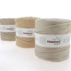 Hoooked Zpagetti Medium trikågarn 900 g beige – Beige shades ZP005-17, pris per styck | Bomullsgarn