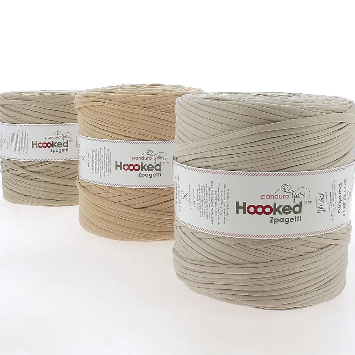 Hoooked Zpagetti Medium trikågarn 900 g beige – Beige shades ZP005-17, pris per styck | Bomullsgarn