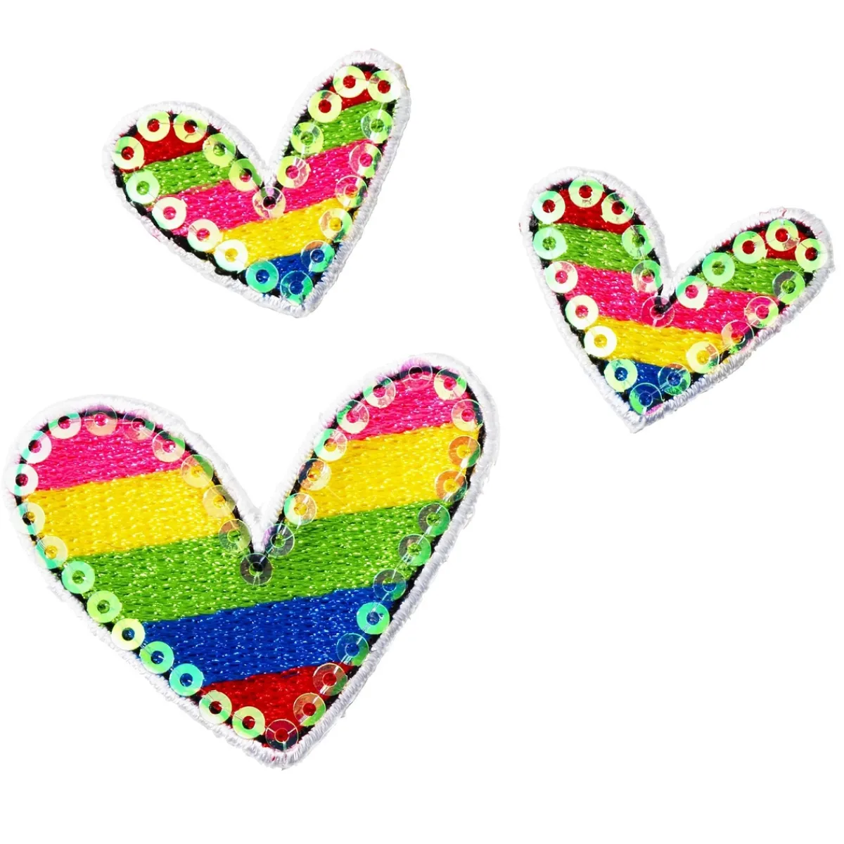 Panduro Hobby Iron-on Hjärtan rainbow 3 st