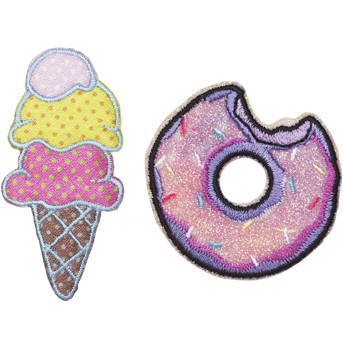 Panduro Hobby Iron-on tygmärke donut och glass, Ø 55 mm / 30x65 mm | Iron-Ons