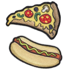 Panduro Hobby Iron-on tygmärke pizza och korv, 65x45 mm/65x30 mm