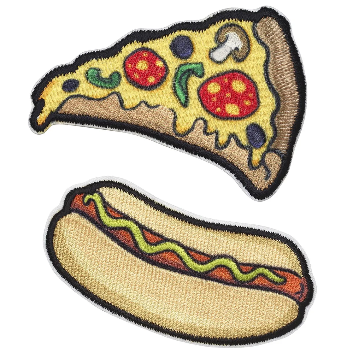 Panduro Hobby Iron-on tygmärke pizza och korv, 65x45 mm/65x30 mm