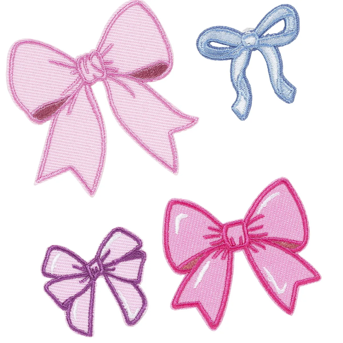 Panduro Hobby Iron-on tygmärke rosetter 4 st. Fyra ribbons i olika storlekar, den stora är 50×50 mm | Iron-Ons