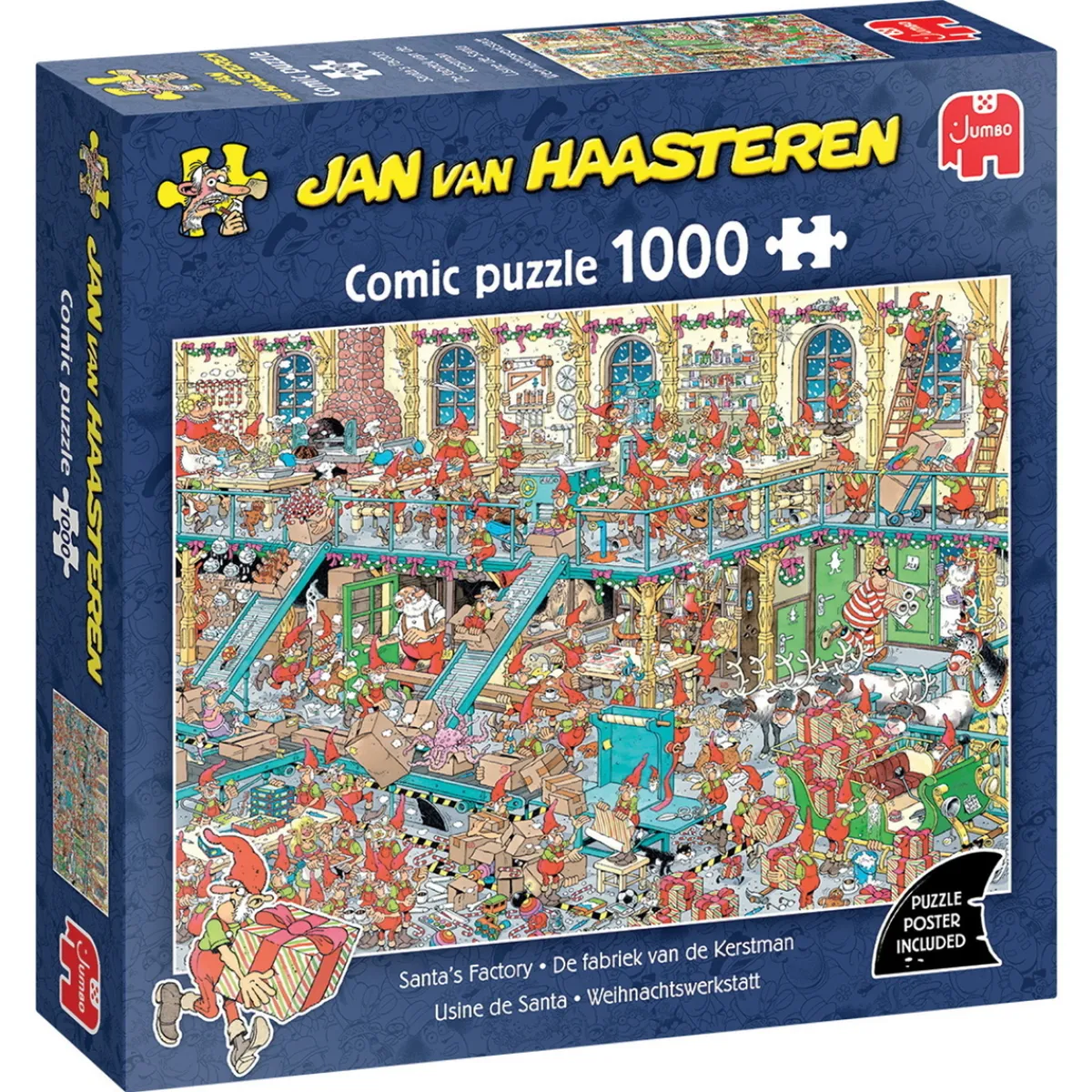 Barn Jan Van Haasteren pussel – Santa's Factory. 1000 bitar, 68×49 cm