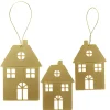 Panduro Hobby Juldekoration, 3 st. guldiga hängen av metall – 1 stort hus 7,5×11 cm, 2 hus 6×9 cm
