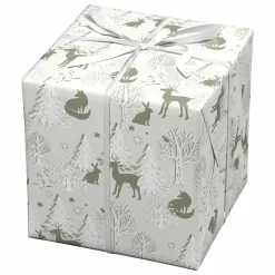 Panduro Design Julpapper 10 meters rulle, 57 cm bred – vinterdjur i en snöig skog | Present- & Julklappspapper