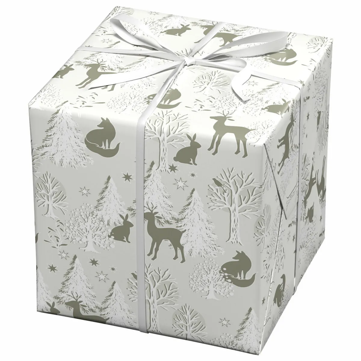 Panduro Design Julpapper 10 meters rulle, 57 cm bred – vinterdjur i en snöig skog | Present- & Julklappspapper