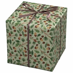 Panduro Design Julpapper 10 meters rulle, 57 cm bred – ekollon och grönska | Present- & Julklappspapper