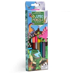 Barn Eboo Jumbofärgpennor Dino med dubbelspets, 6 st. pennor – 12 färger!