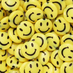Barn Panduro Hobby 50 klargula stora runda smileypärlor – sprid glädje med smileys! Ø14 mm