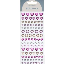 Panduro Hobby Klistermärken puffy stickers 102 stora & små iriserande hjärtan som gnistrar