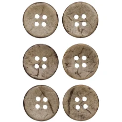 Panduro Hobby Knappar av polerad kokosnöt med naturlig textur, 6 st. Ø18 mm | Knappar