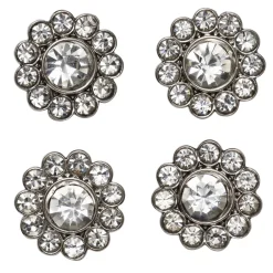 Panduro Hobby Knappar med gnistrande strass omgiven av guldfärgad metall, 4 st. Ø15 mm