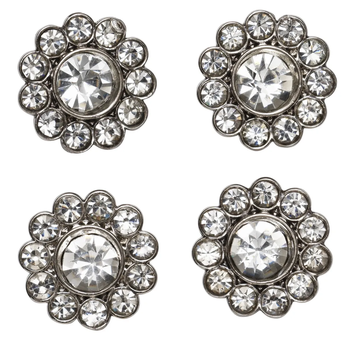 Panduro Hobby Knappar med gnistrande strass omgiven av guldfärgad metall, 4 st. Ø15 mm