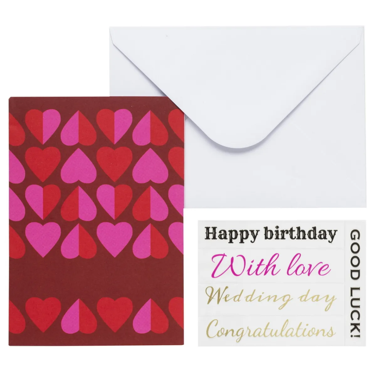 Panduro Design Kortkit A5 (105×148 mm) med kuvert & stickers – Hjärtan | Kort