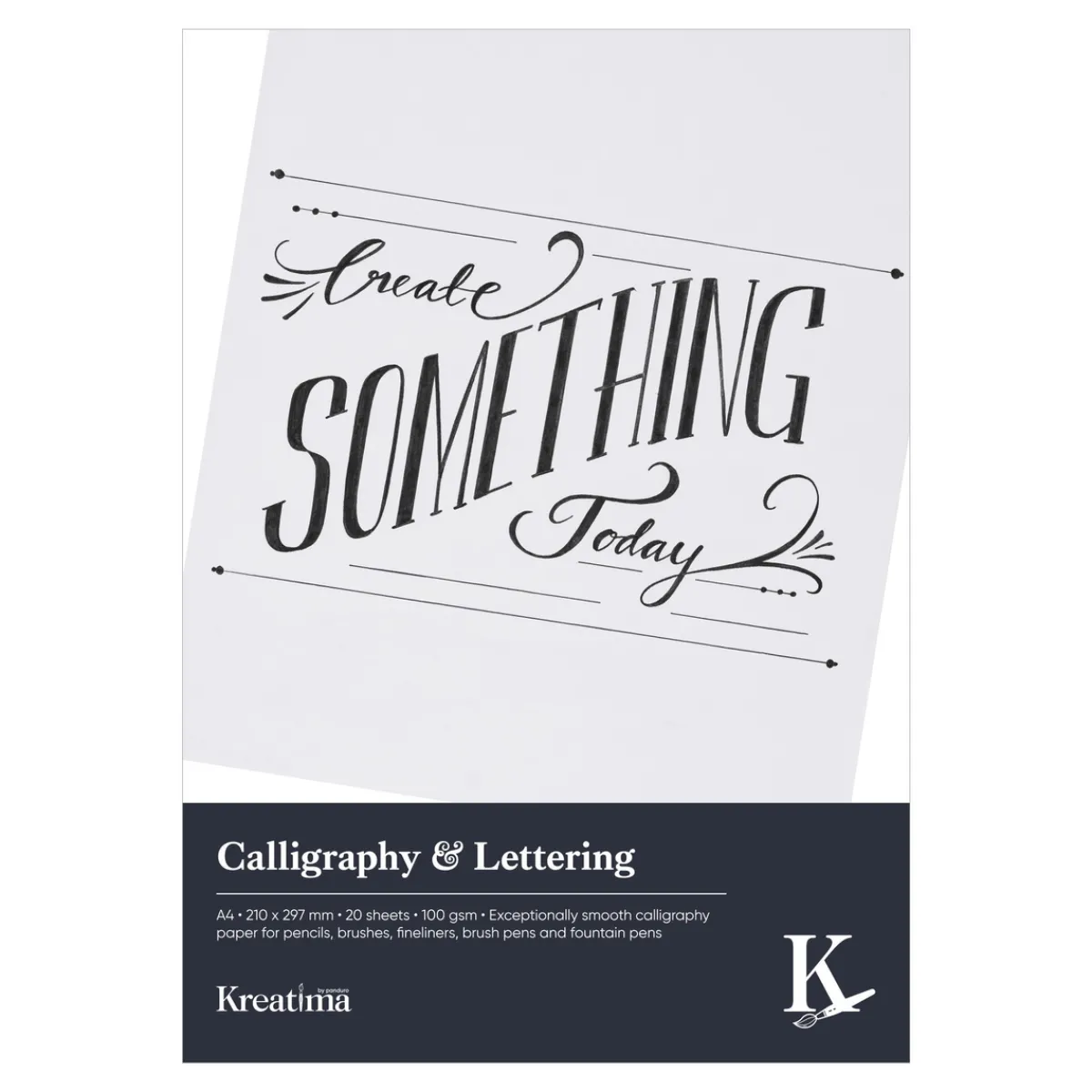 Kreatima Calligraphy & Lettering kalligrafiblock, A4 (210×297 mm), 20 ark, 100 g/m²