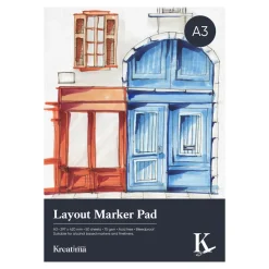 Kreatima Layout Marker Pad A3 (297×420 mm), 50 ark, 75 g/m² – skissa med markers & tuschpennor | Block