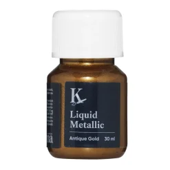 Kreatima Liquid Metallic 30 ml, vattenbaserad metallicfärg – Antique gold | Hobbyfärger