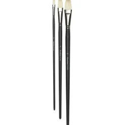 Kreatima pensel Studio Flat 3-pack, #4, 8, 12 – svinborstpenslar med flat borst | Konstnärspenslar Olja