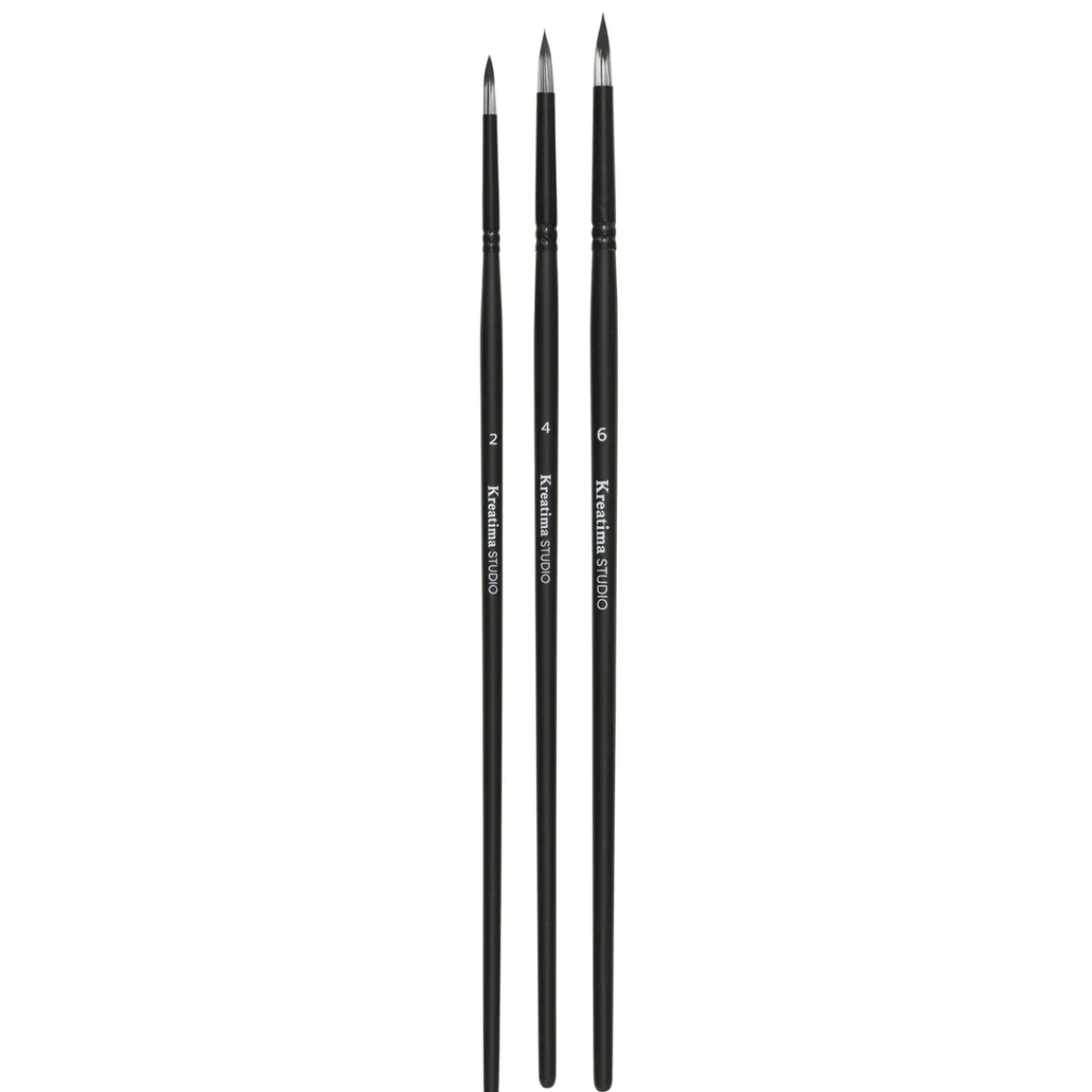 Kreatima pensel Studio Round 3-pack, #2, 4, 6 – syntetpenslar, runt borst | Konstnärspenslar Akryl
