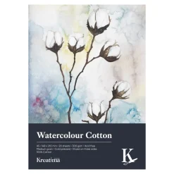 Kreatima Watercolour akvarellblock 100% bomull A5 (148×210 mm), 20 ark, 300 g/m² | Akvarellblock