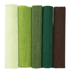 Panduro Hobby Kräppapper 5 rullar à 25×240 cm i grönt, brunt och beige