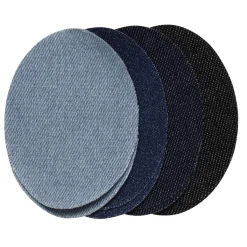 Panduro Hobby Laglappar jeans denim 4 par i 4 olika nyanser, ovala 7×9,5 cm