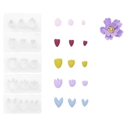 Panduro Hobby Lerstämplar 5×3 olika sorters små blomblad för att skapa blommor | Verktyg & Tillbehör