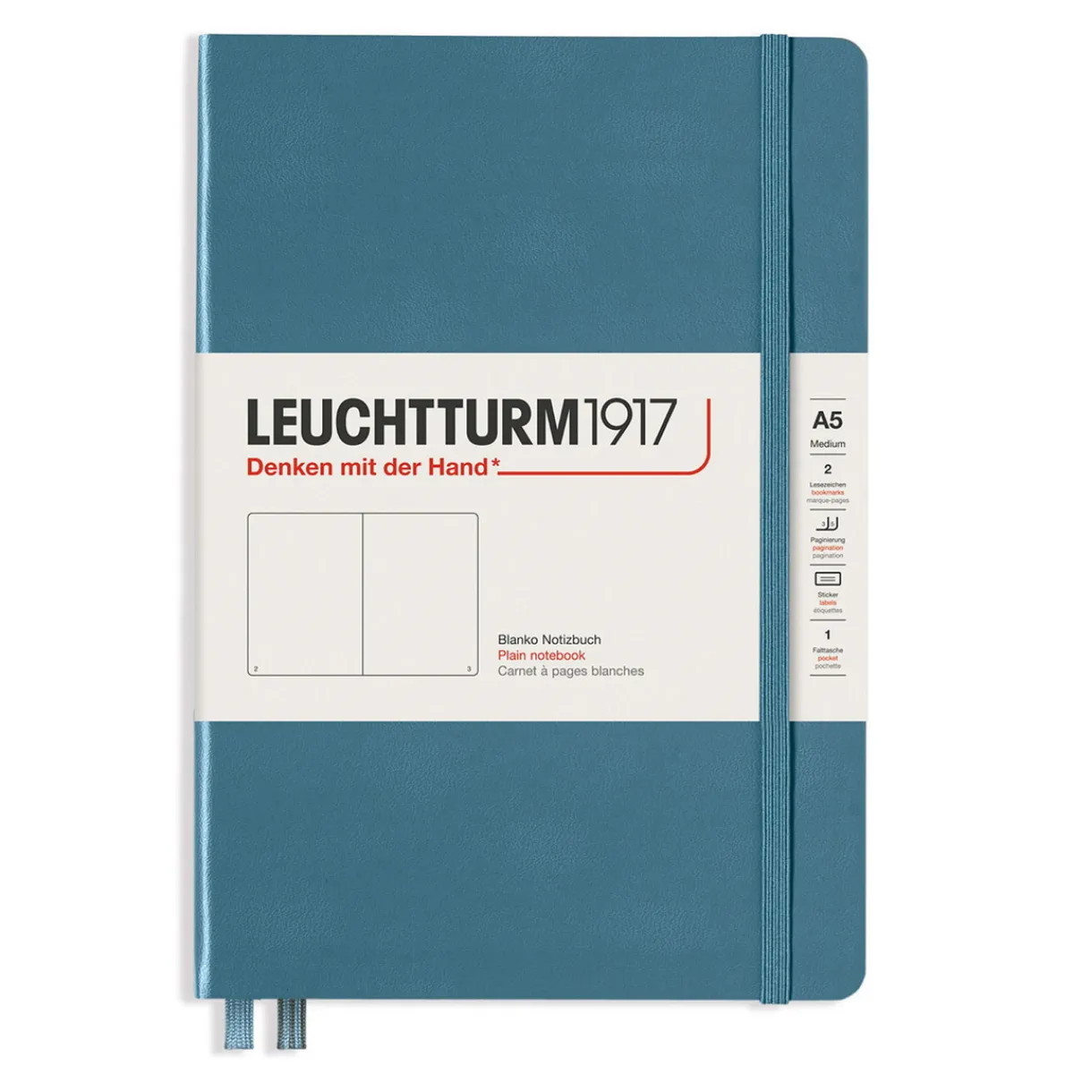 LEUCHTTURM1917 Notebook A5 Plain Stone Blue – Hardcover