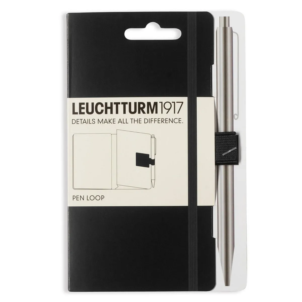 LEUCHTTURM1917 Pen Loop – svart självhäftande pennhållare till anteckningsböcker