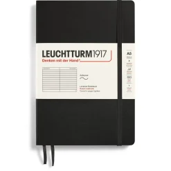 LEUCHTTURM1917 Ruled Notebook A5 Black – Softcover | Notebooks