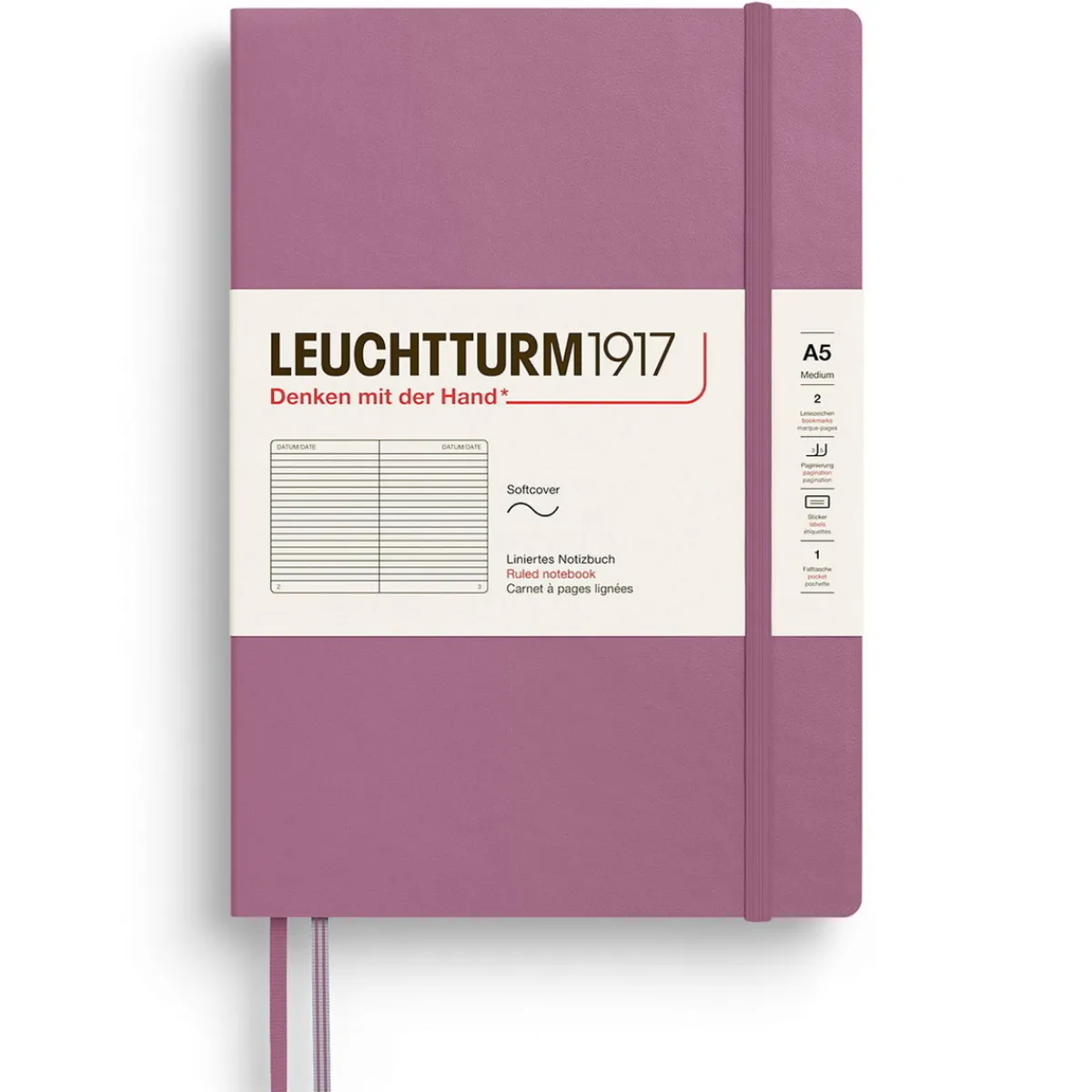 LEUCHTTURM1917 Ruled Notebook A5 Dusty Rose – Softcover | Notebooks
