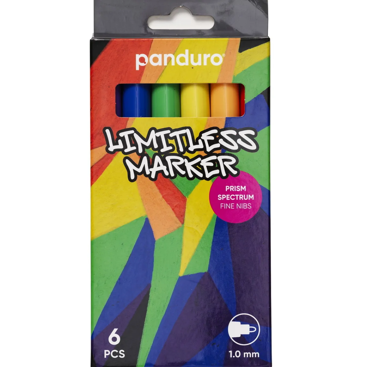 Panduro Limitless Limitless Marker S Prism Spectrum, set med 6 akrylpennor – Fin spets Ø1 mm | Tuschpennor & Markers